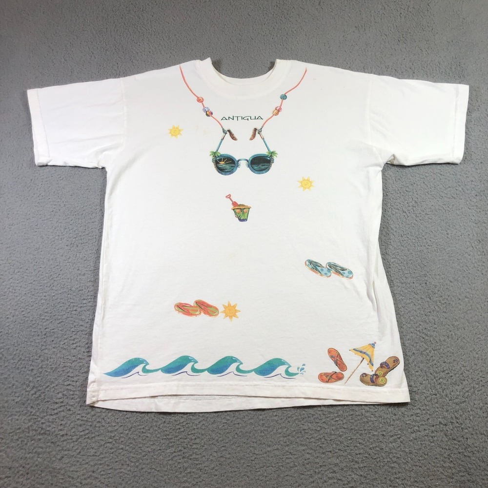 antigua T Shirt Mens M white beach destination tee